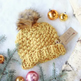 Soft Snow Knit Beanie in Mustard