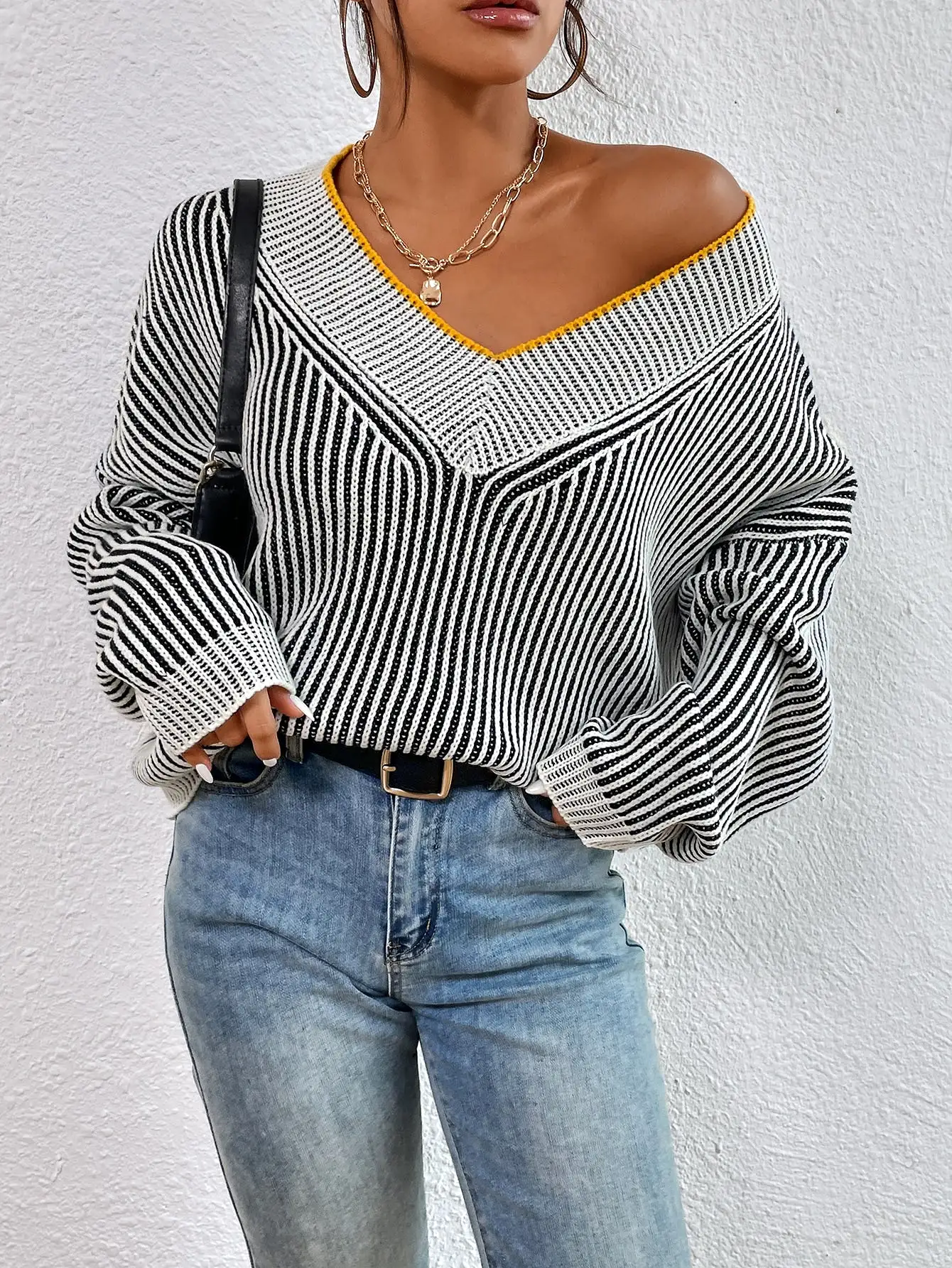 Striped Off the Shoulder Sweater