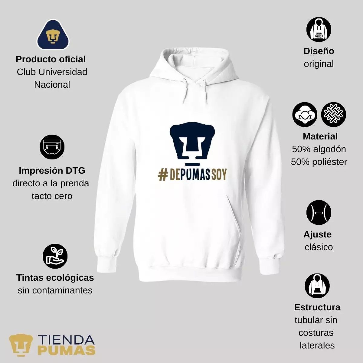 Sudadera Hombre Hoodie Pumas UNAM De Pumas Soy