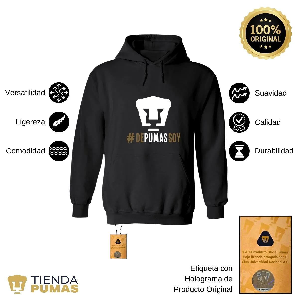 Sudadera Hombre Hoodie Pumas UNAM De Pumas Soy