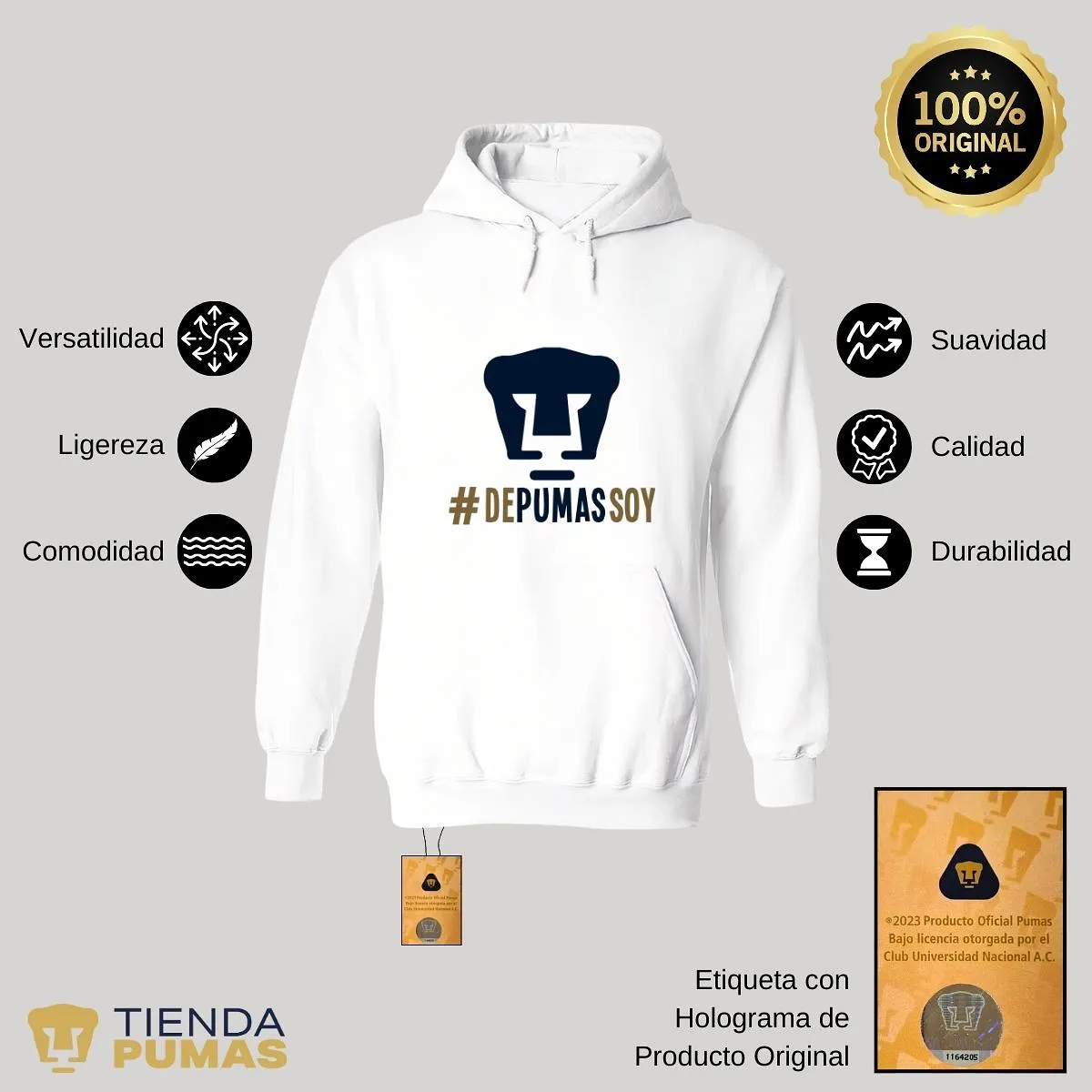 Sudadera Hombre Hoodie Pumas UNAM De Pumas Soy