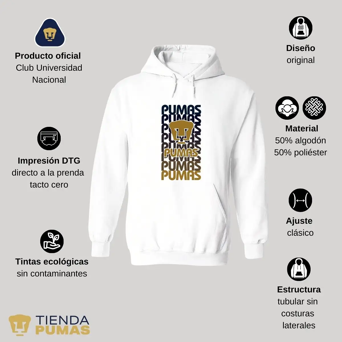 Sudadera Mujer Hoodie Pumas UNAM Degradado