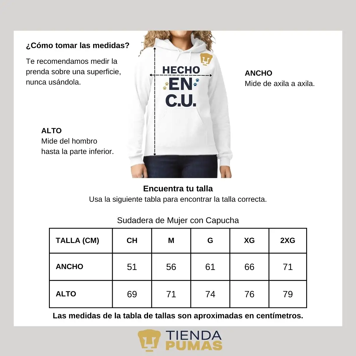 Sudadera Mujer Hoodie Pumas UNAM Hecho en C.U.