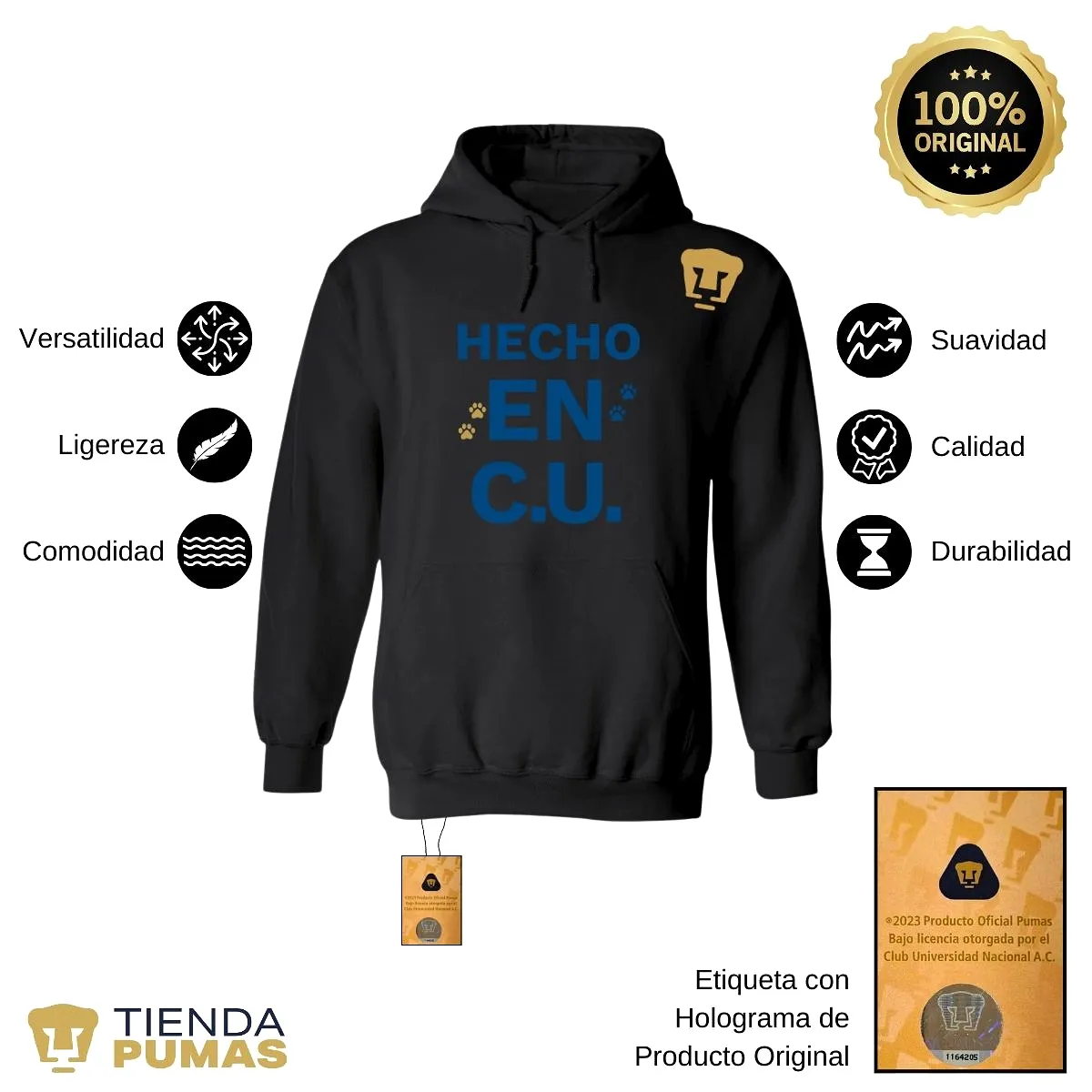 Sudadera Mujer Hoodie Pumas UNAM Hecho en C.U.