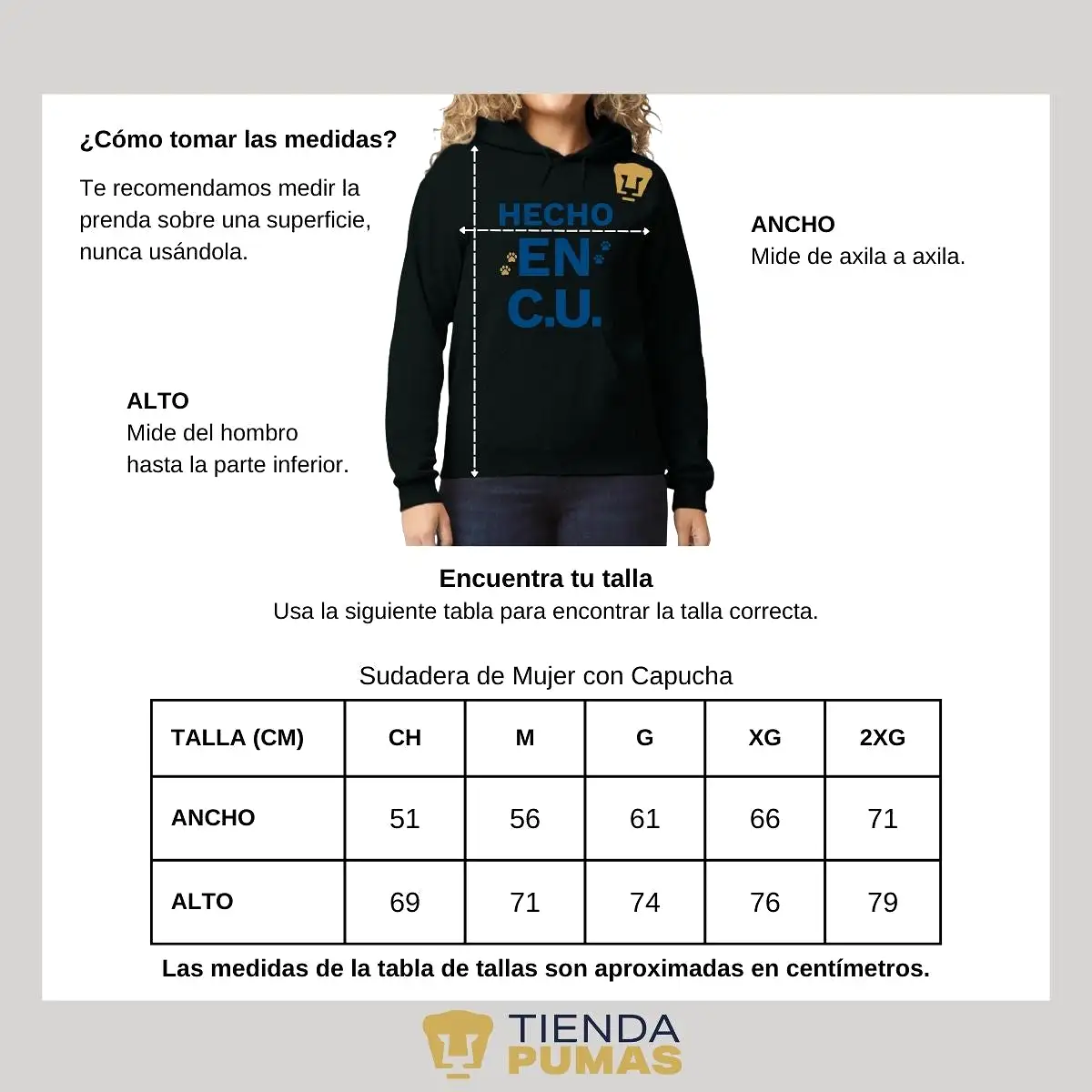 Sudadera Mujer Hoodie Pumas UNAM Hecho en C.U.