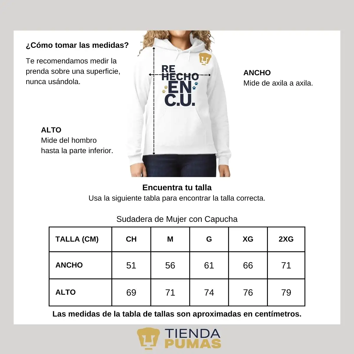 Sudadera Mujer Hoodie Pumas UNAM Re Hecho en C.U.