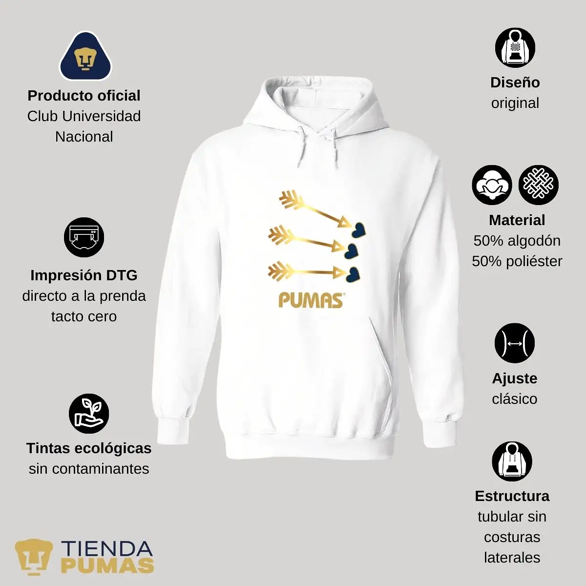 Sudadera para Hombre Hoodie Pumas UNAM Cupido