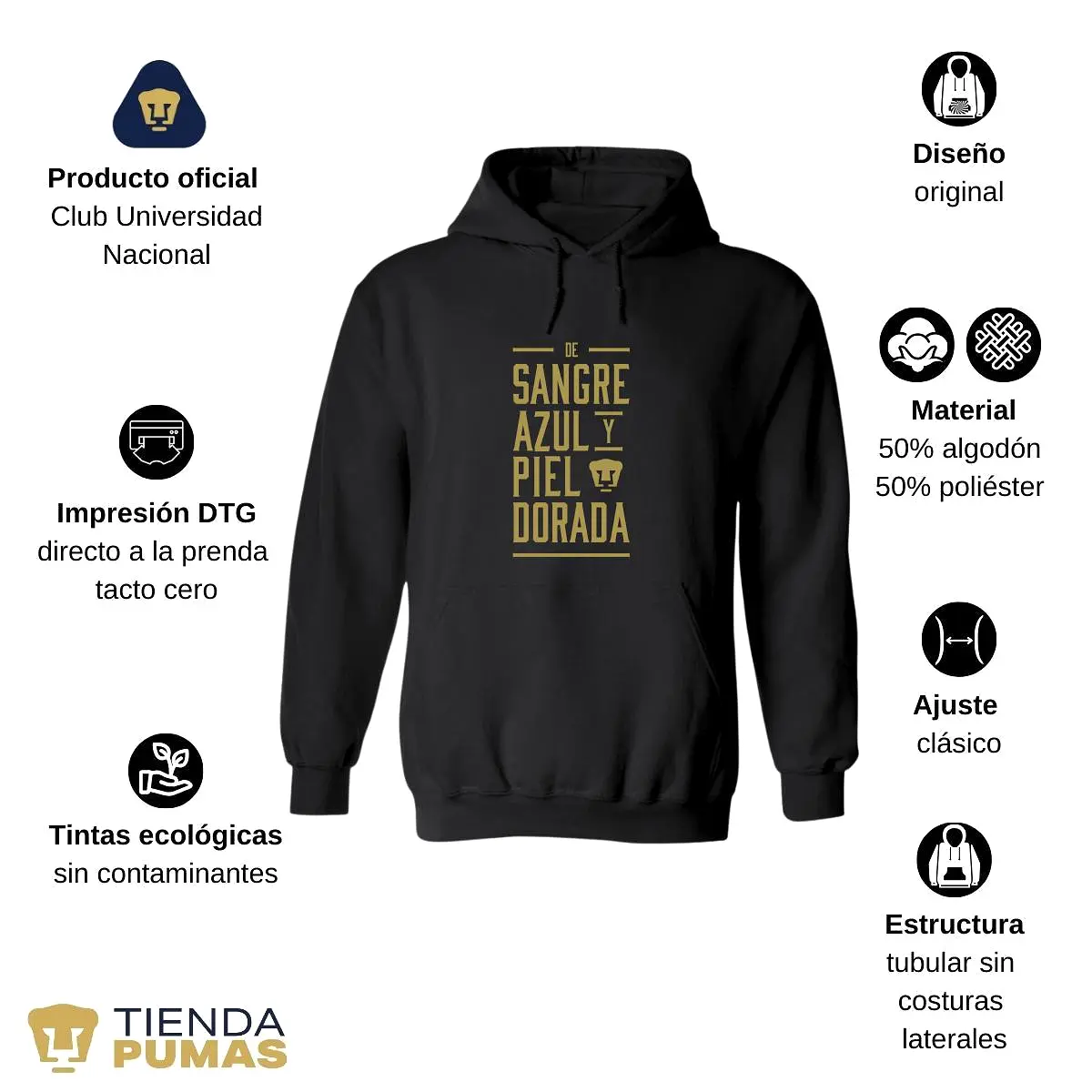 Sudadera para Hombre Hoodie Pumas UNAM De sangre azul