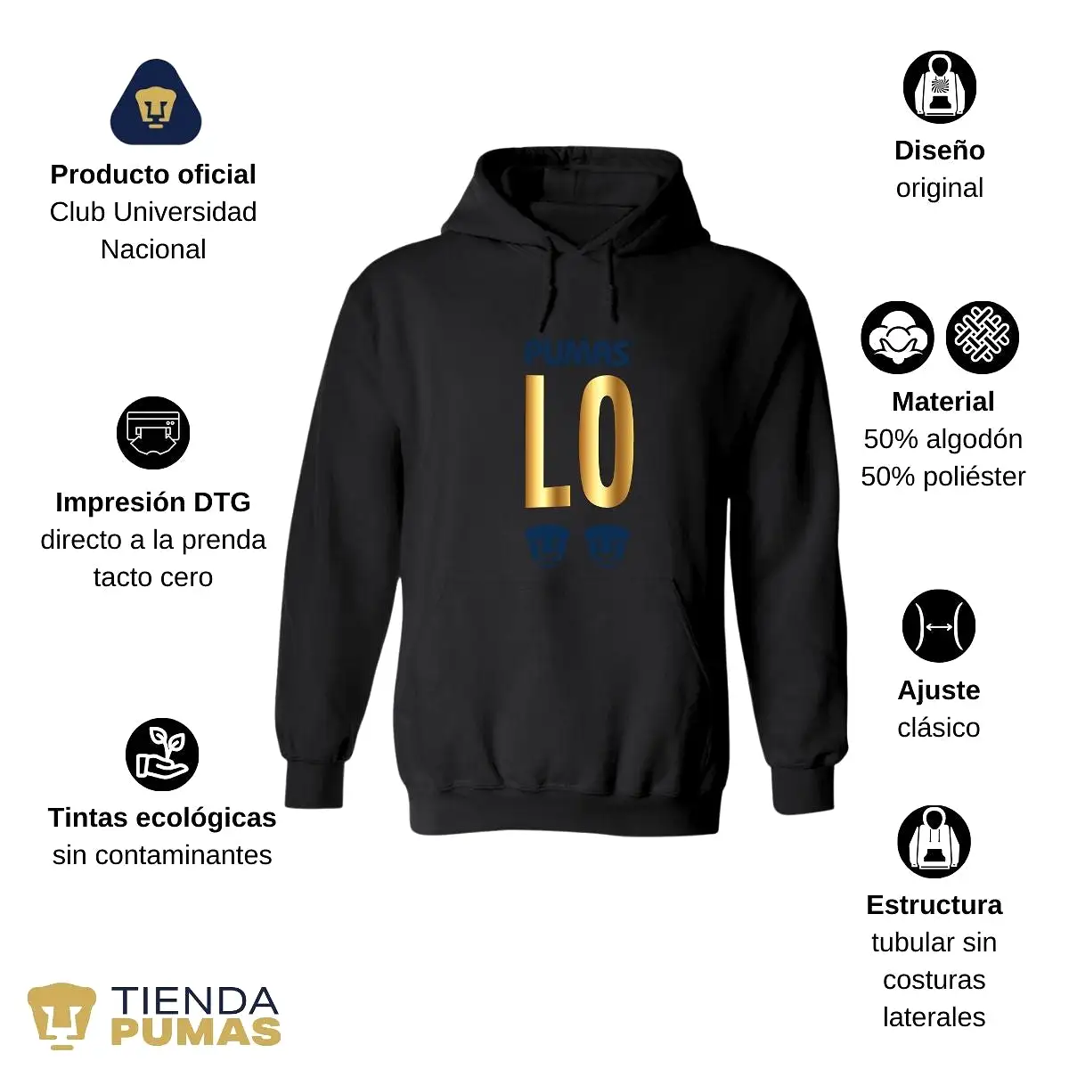 Sudadera para Hombre Hoodie Pumas UNAM Love 1