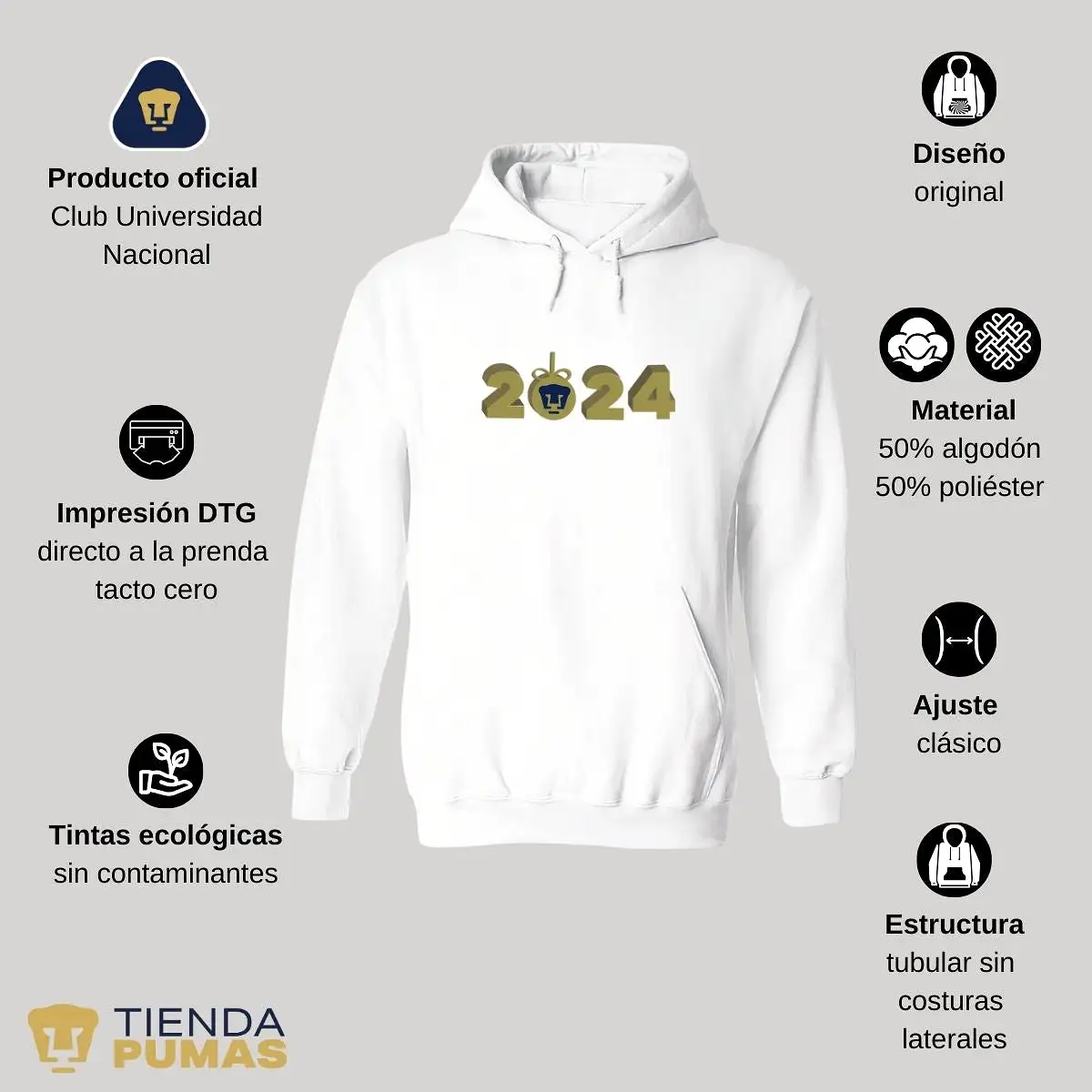 Sudadera Para Mujer Hoodie Pumas UNAM Ao Nuevo