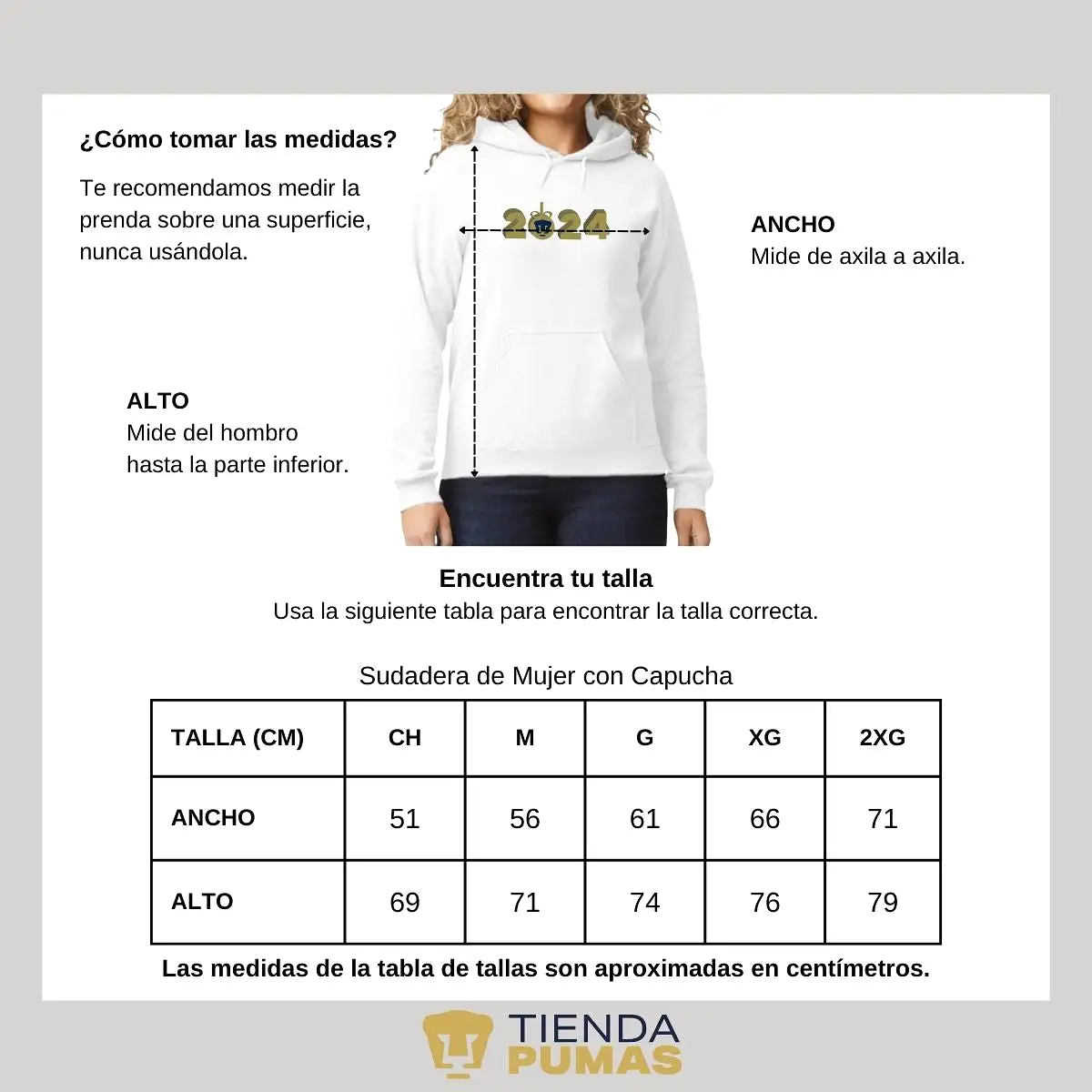 Sudadera Para Mujer Hoodie Pumas UNAM Ao Nuevo