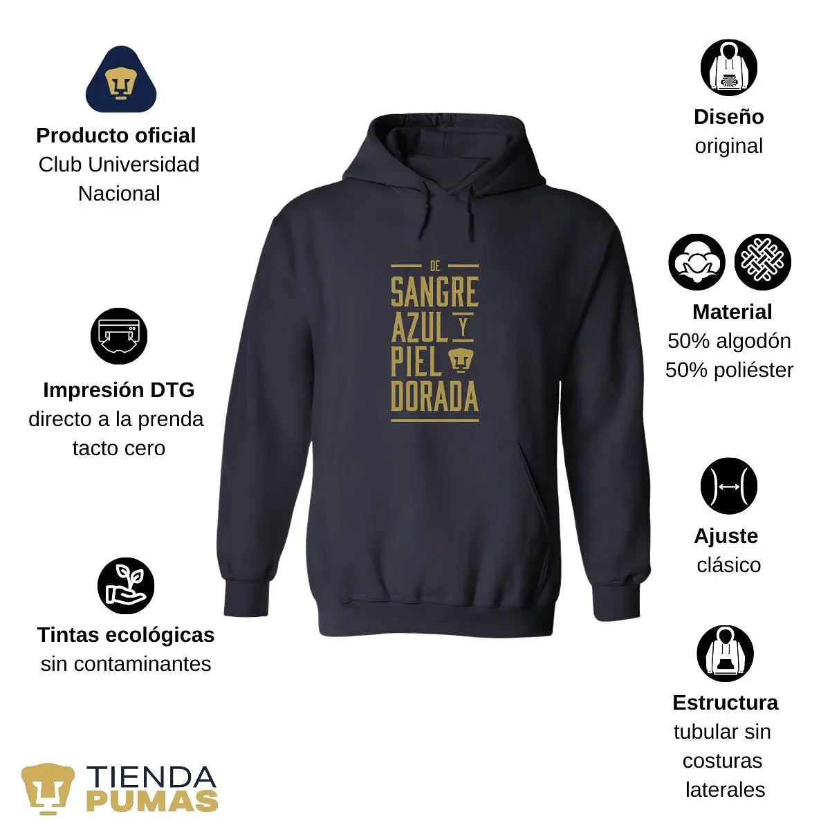 Sudadera para Mujer Hoodie Pumas UNAM De sangre azul