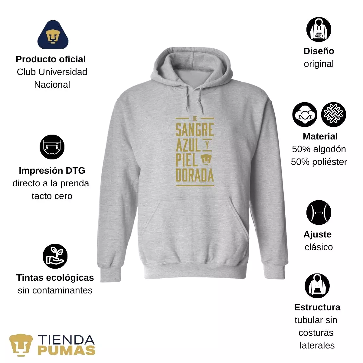 Sudadera para Mujer Hoodie Pumas UNAM De sangre azul