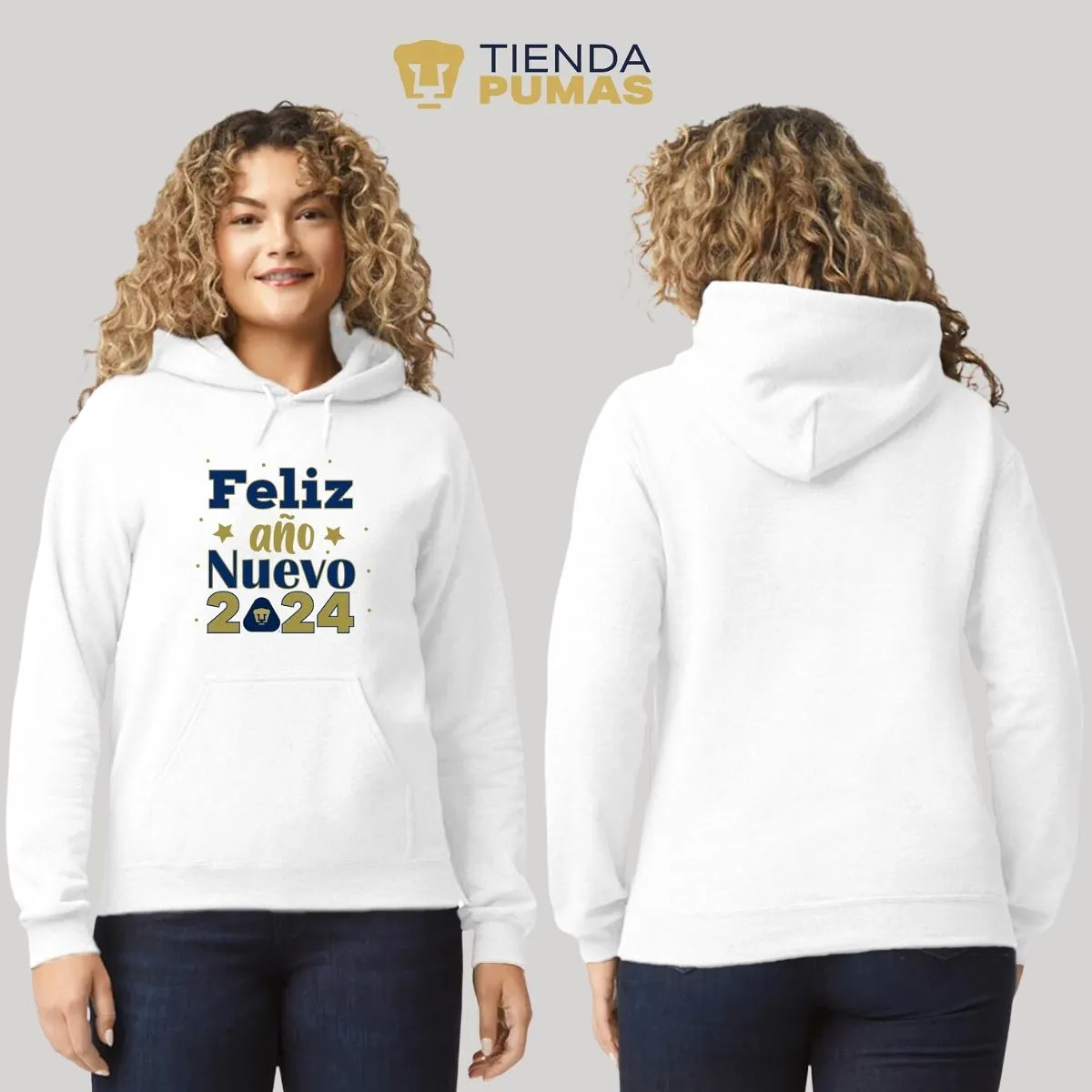 Sudadera Para Mujer Hoodie Pumas UNAM Feliz Ao Nuevo