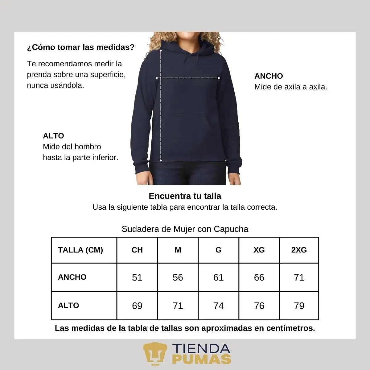 Sudadera para Mujer Hoodie Pumas UNAM Logo Líneas