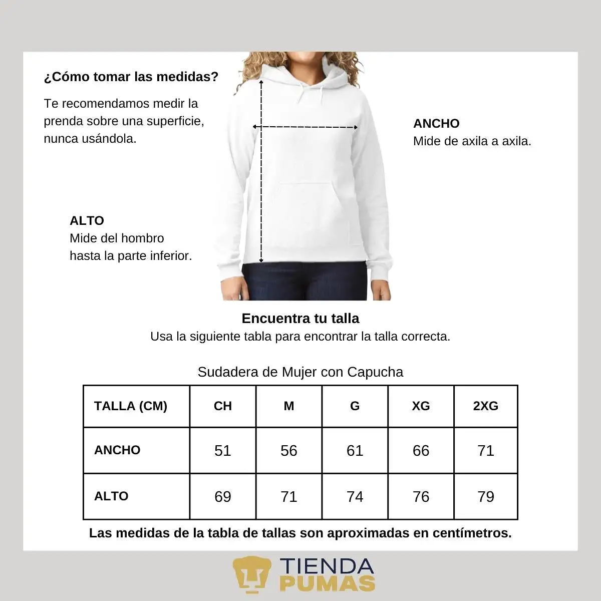 Sudadera para Mujer Hoodie Pumas UNAM Logo Líneas