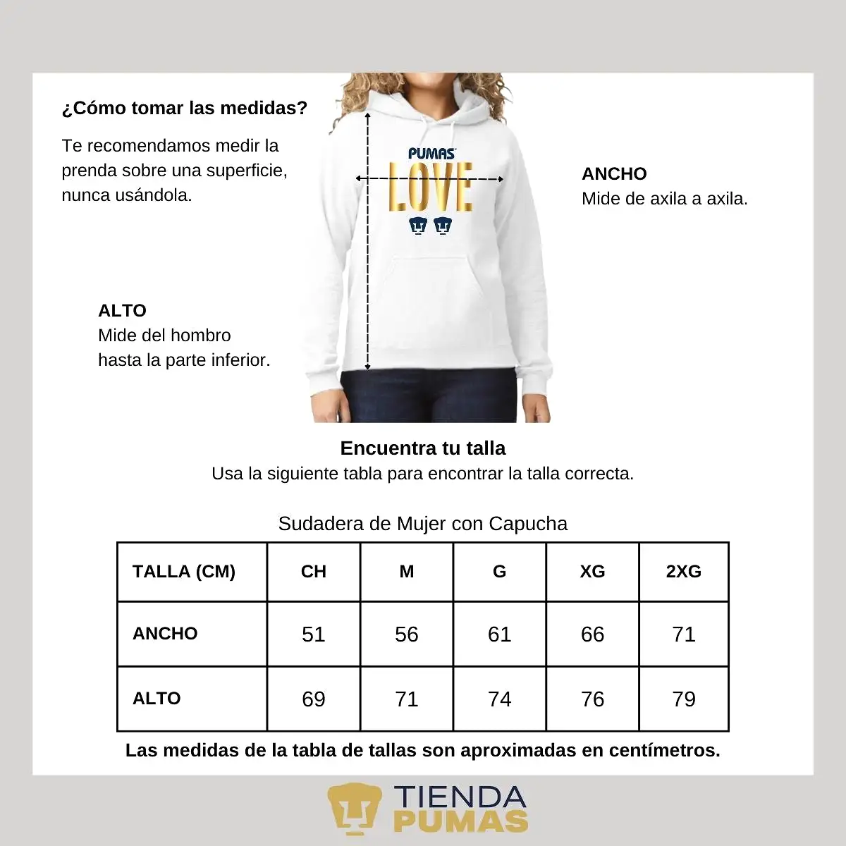 Sudadera para Mujer Hoodie Pumas UNAM Love