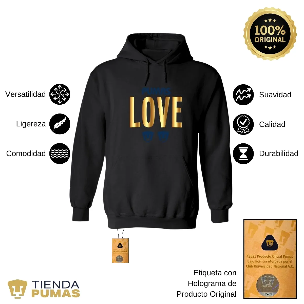 Sudadera para Mujer Hoodie Pumas UNAM Love