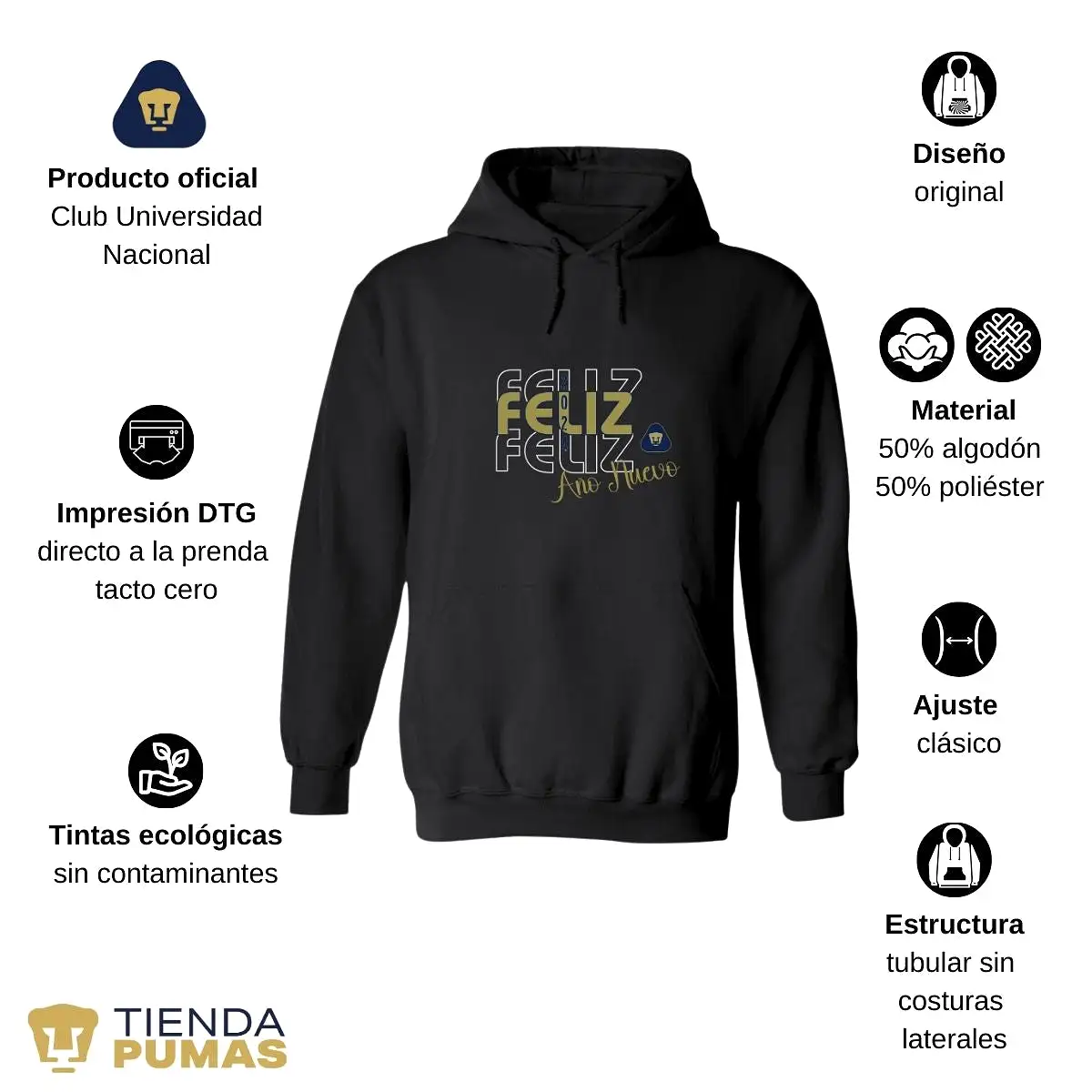 Sudadera Para Mujer Hoodie Pumas UNAM Nuevo Ao