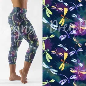 Summer Dragonfly Capri Leggings