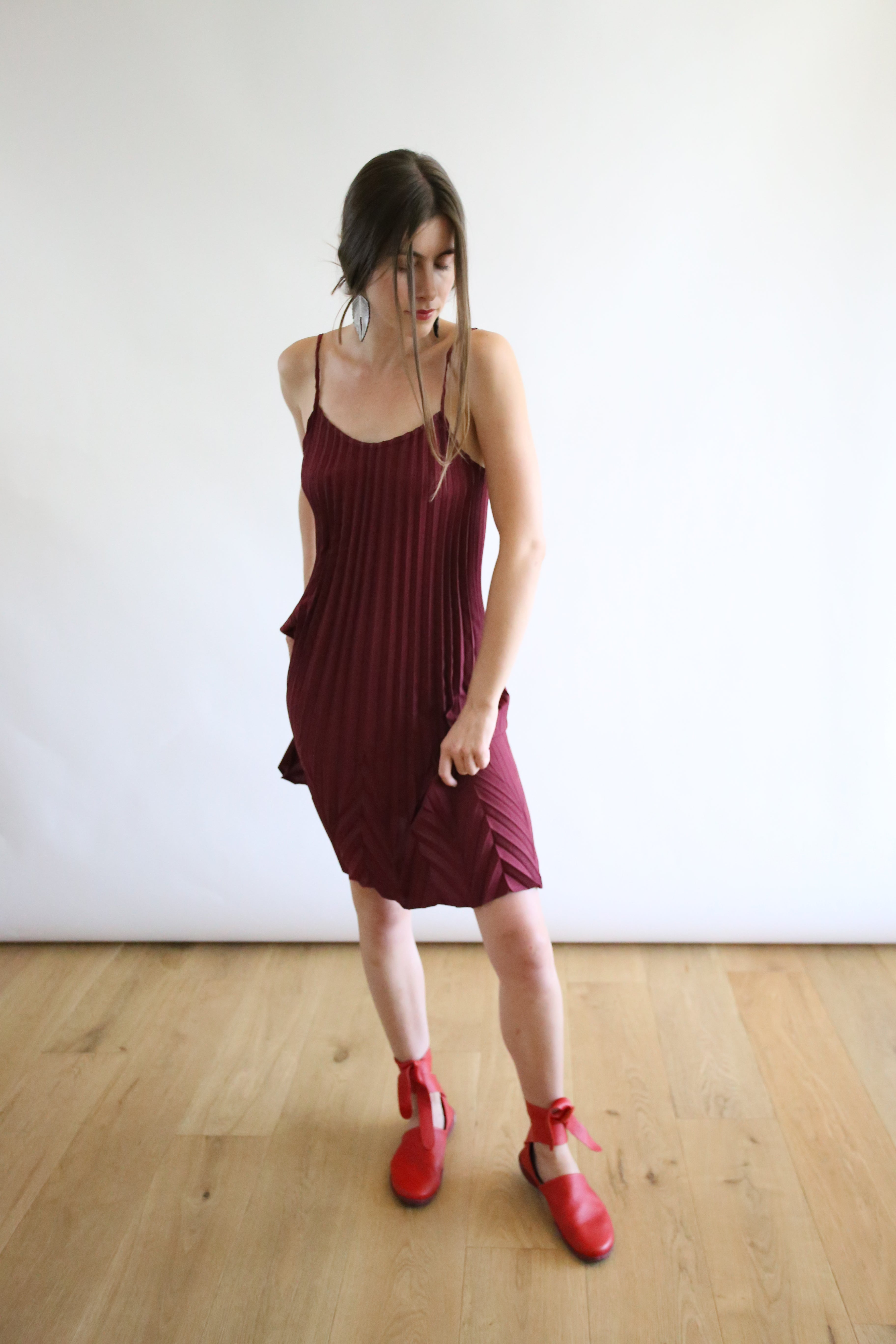 Sunburst Chevron Dress | Burgundy