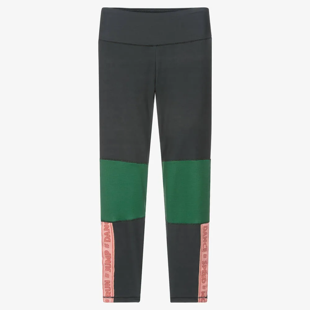 Teen Girls Black & Green Leggings