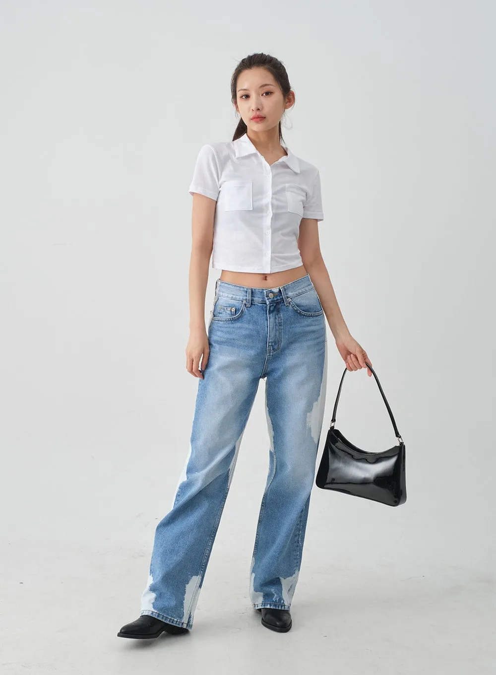 Tie-dye Wide Leg Denim Pants CJ03