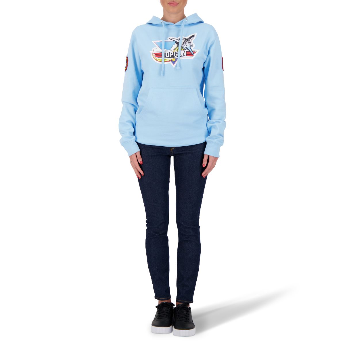 TOP GUN Unisex Retro Logo Hoodie - LIGHT BLUE