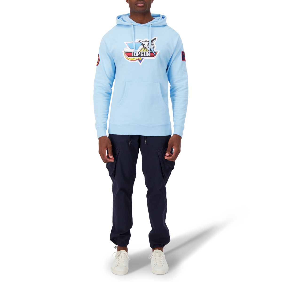 TOP GUN Unisex Retro Logo Hoodie - LIGHT BLUE