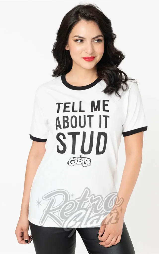 Unique Vintage X Grease Tell Me About It Stud Unisex Tee - S & M left