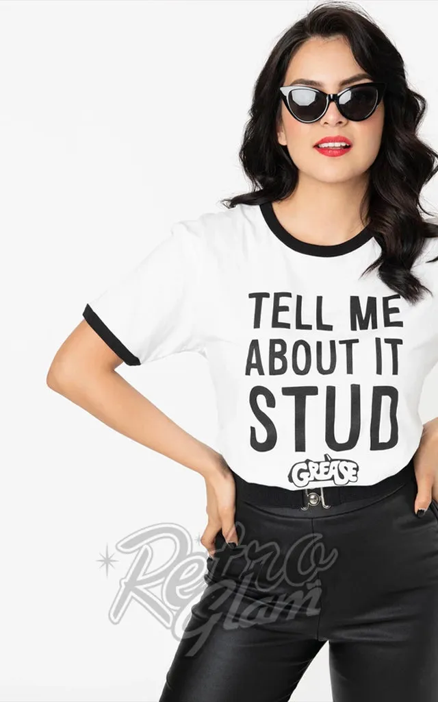 Unique Vintage X Grease Tell Me About It Stud Unisex Tee - S & M left