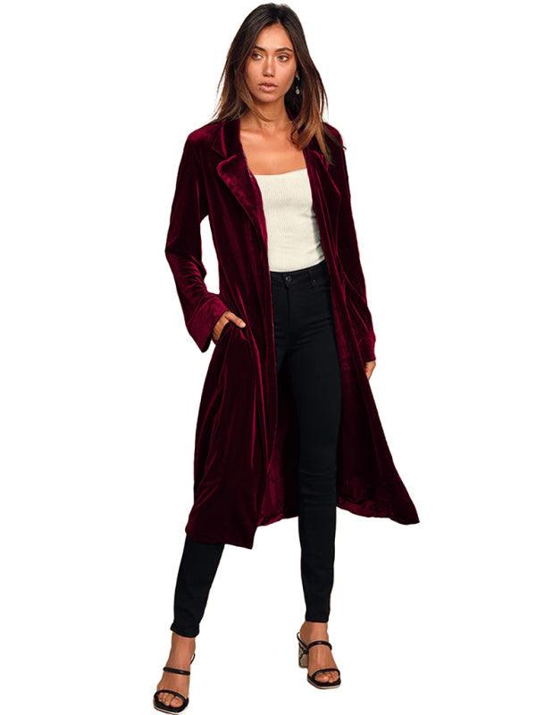 Velvet Long Blazer Women Coat