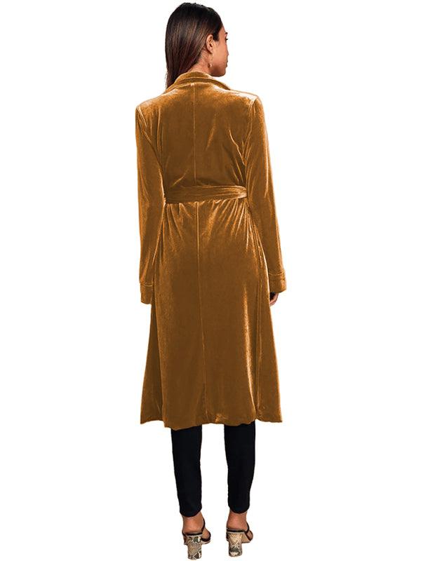 Velvet Long Blazer Women Coat