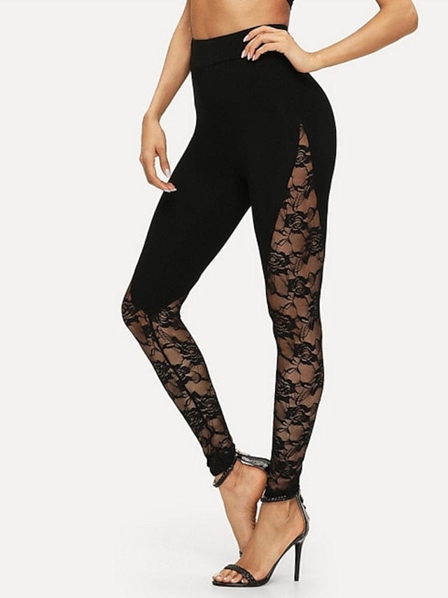 Versatile Women's Black Lace Tights Leggings