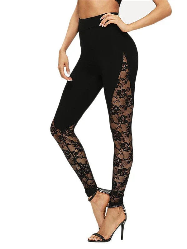 Versatile Women's Black Lace Tights Leggings