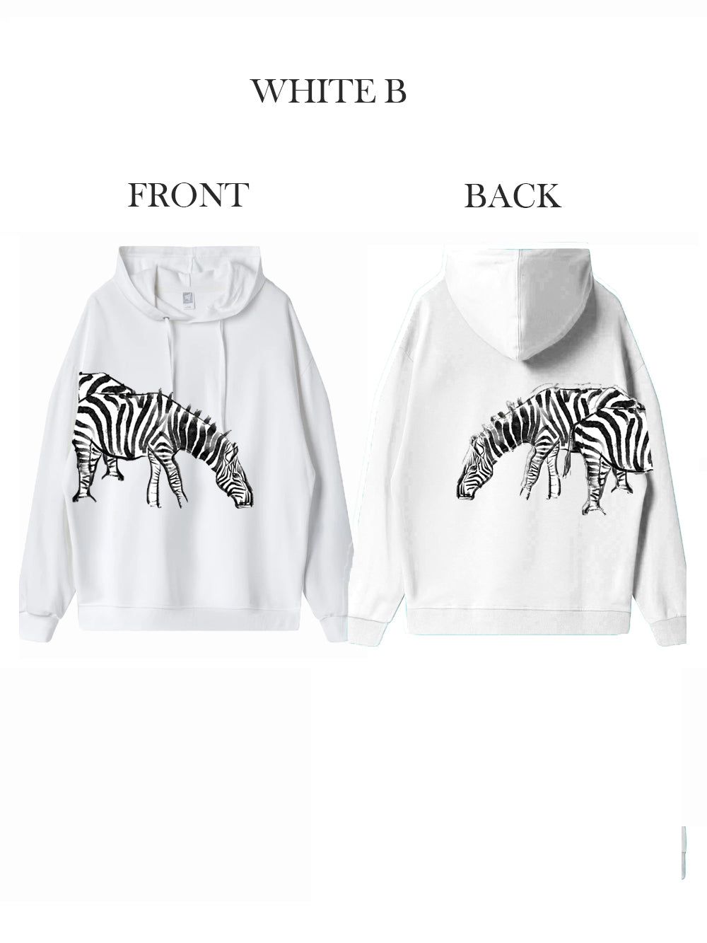 Zebra Dual Match Hoodies Unisex Valentine Artist Hand Painting A& B Couple Matching Hoodies