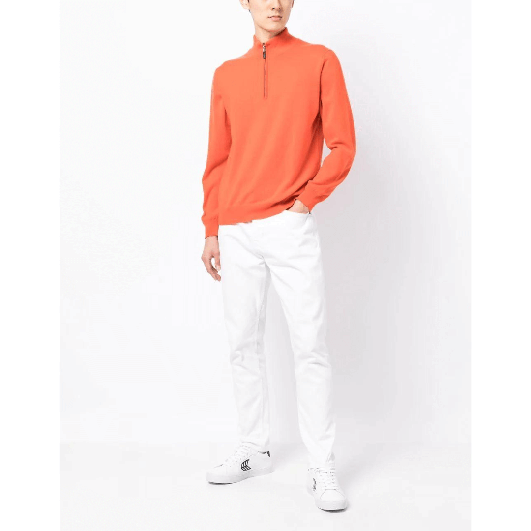 ZIPPED CASHMERE TURTLENECK ORANGE