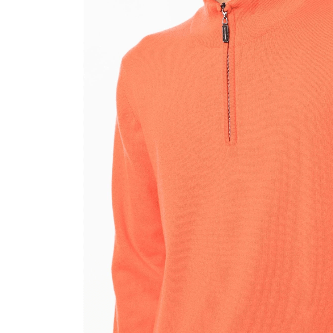 ZIPPED CASHMERE TURTLENECK ORANGE