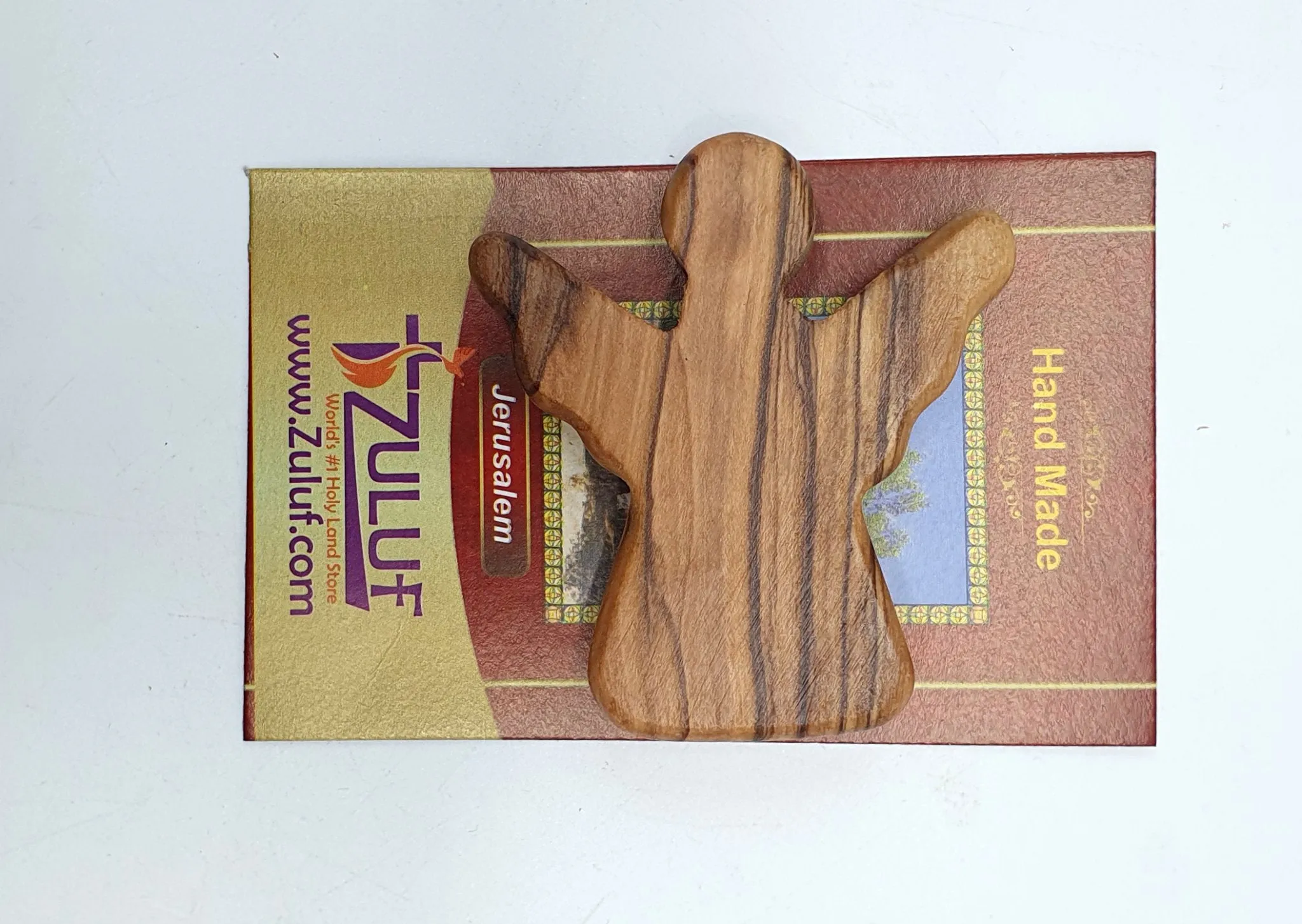 Zuluf Handheld Olive Wood Guardian Angel Figurine - Comfort and Blessings for Stress, Worry, and Anxiety - Perfect Baptismal, Ne